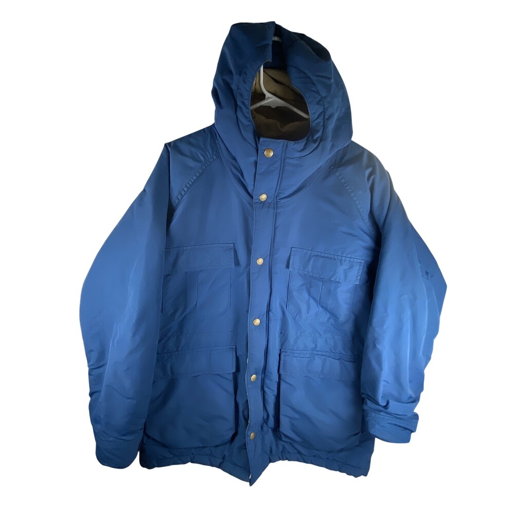 Vintage L.L.Bean Baxter Parka Coat Womens Large Blue Hooded Insulated USA 80s